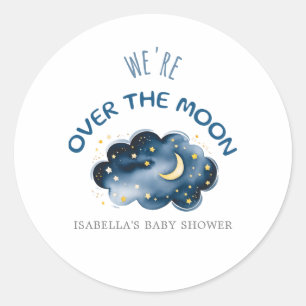 Sticker Rond Lune et étoiles Nous sommes au-dessus de la lune E