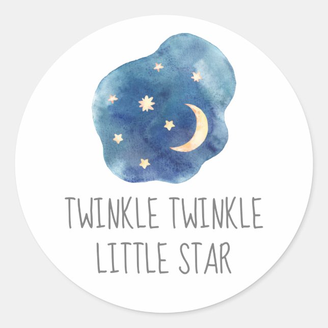 Sticker Rond Lune et étoiles Twinkle Twinkle Little Star Sticke (Devant)