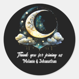 Sticker Rond Lune étoiles nuit étoilée céleste lunaire chic