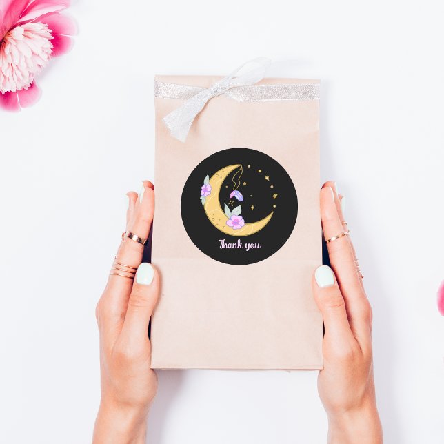 Sticker Rond Lune florale (Créateur téléchargé)