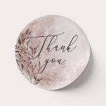 Sticker Rond Lune florale | Script Merci mariage Favoriser<br><div class="desc">Express votre gratitude avec cet élégant autocollant de remerciement avec une délicate aquarelle rose pâle, florale pleine lune et une typographie de script raffinée. Le design mystique ajoute une touche romantique et céleste à vos fêtes et papeterie. Parfait pour une variété d'occasions, y compris des mariages, des fêtes de fiançailles,...</div>