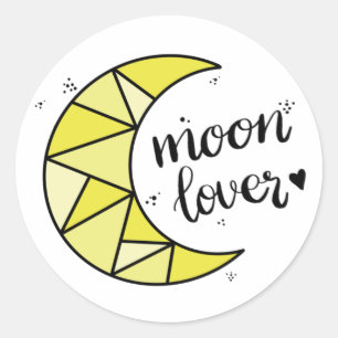 Sticker Rond Lune géométrique de lune jaune mignonne