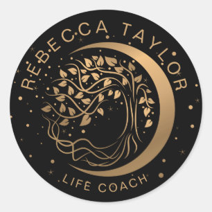 Sticker Rond lune moderne yoga mode vie coach arbre de vie