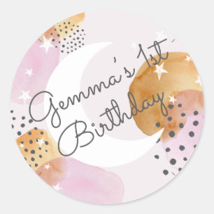 Sticker Rond Lune rose