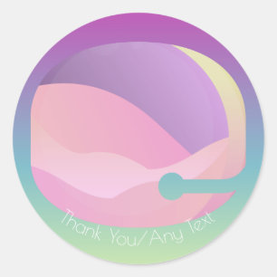 Sticker Rond Lune spatiale ombrée arc-en-ciel