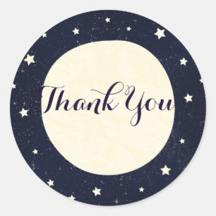 Sticker Rond Lune Whimsical & Étoiles Baby shower céleste Favor