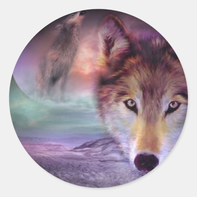 Sticker Rond Lune Wolf (Devant)