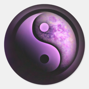Sticker Rond Lune Yin Yang Violet