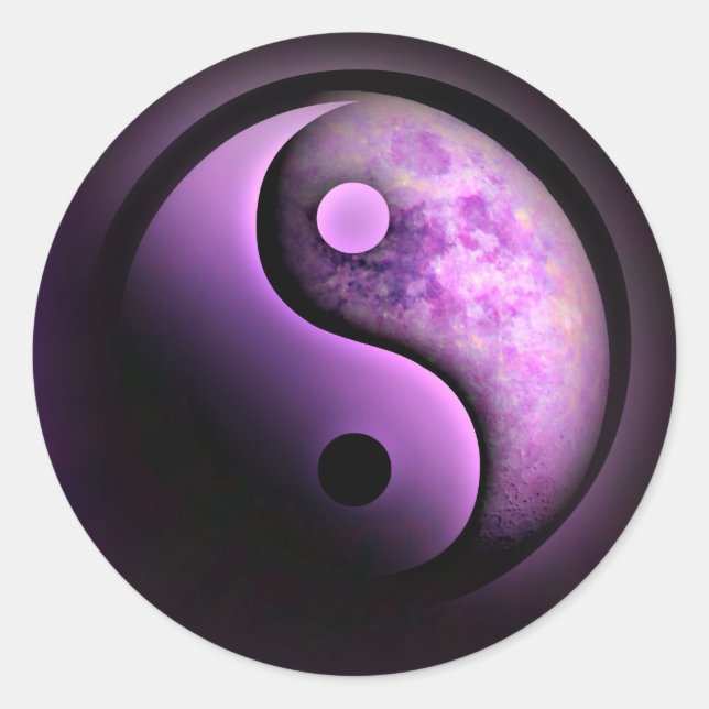 Sticker Rond Lune Yin Yang Violet (Devant)