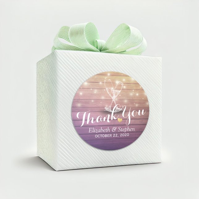 Sticker Rond Lunettes de Champagne mariage Merci (Créateur téléchargé)