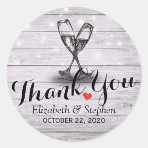 Sticker Rond Lunettes de Champagne mariage Merci