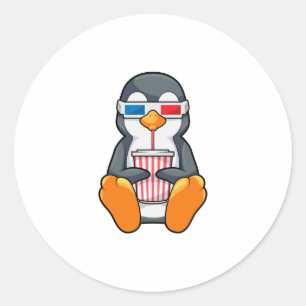 Sticker Rond Lunettes de cinéma Penguin Coupe de boisson