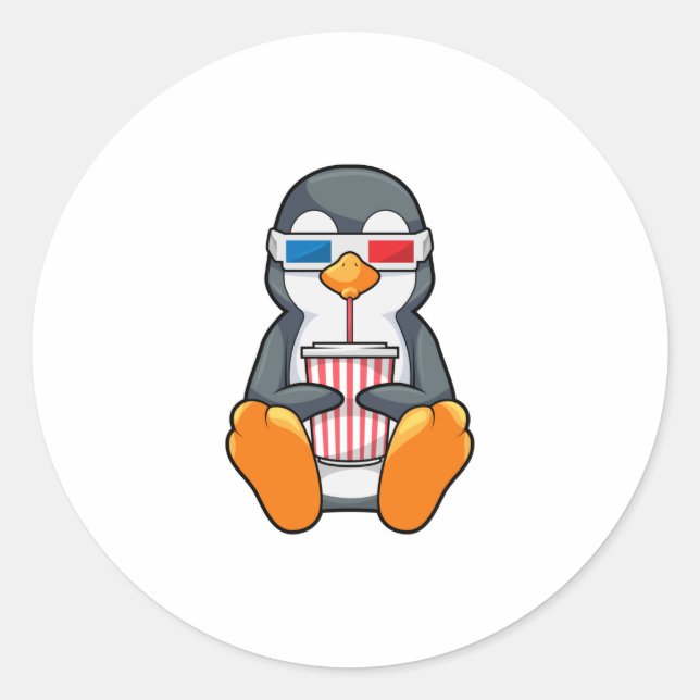 Sticker Rond Lunettes de cinéma Penguin Coupe de boisson (Devant)