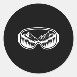 Sticker Rond Lunettes de montagne de ski neige ski freestyle ex