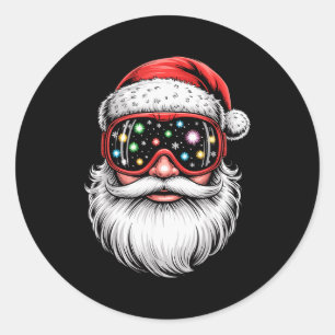 Sticker Rond Lunettes de ski de snowboard magiques Santa Noël 
