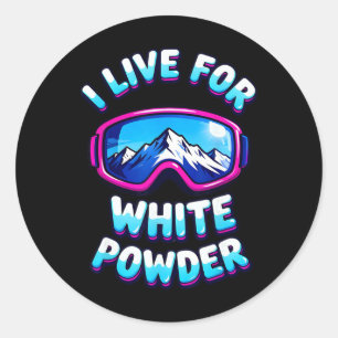 Sticker Rond Lunettes de ski en neige poudreuse rétro pour plan