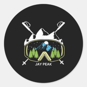 Sticker Rond lunettes de ski et bâton de ski Jay peak vermont