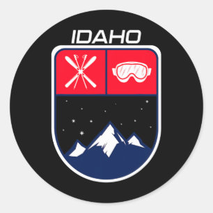 Sticker Rond Lunettes de skieur de piste de ski de montagne Ida