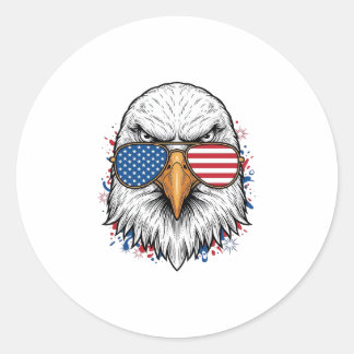 Sticker Rond Lunettes de soleil aigle patriotique Vintage Vecto