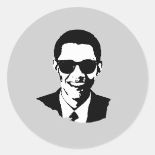 Sticker Rond Lunettes de soleil Barack Obama