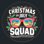 Sticker Rond Lunettes de soleil Christmas In July Squad Été Pla<br><div class="desc">Lunettes de soleil Christmas In July Squad Été Plage Funny Xmas</div>