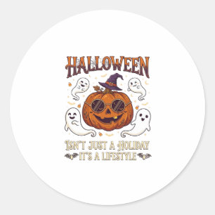 Sticker Rond Lunettes de soleil citrouille de mode Halloween Ch