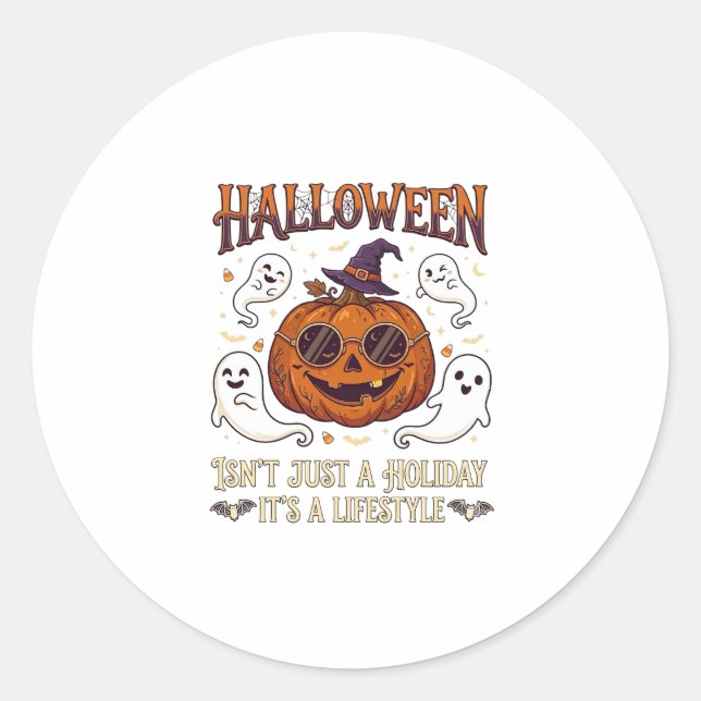 Sticker Rond Lunettes de soleil citrouille de mode Halloween Ch (Devant)