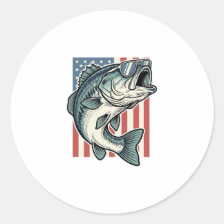 Sticker Rond Lunettes de soleil de pêche à la basse patriotique