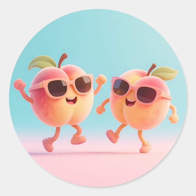 Sticker Rond Lunettes de soleil de pêches dansantes (Devant)