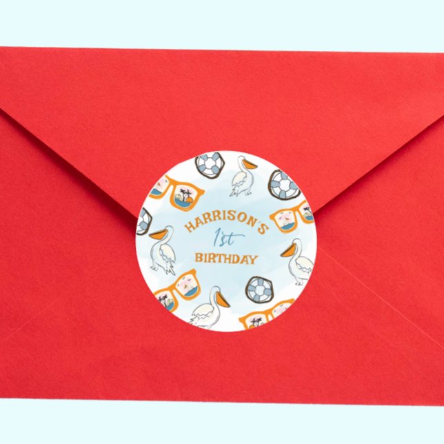 Sticker Rond Lunettes de soleil de plage tropicale Boy Annivers (Créateur téléchargé)