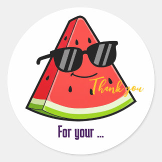 Sticker Rond Lunettes de soleil drôles à pastèque Merci