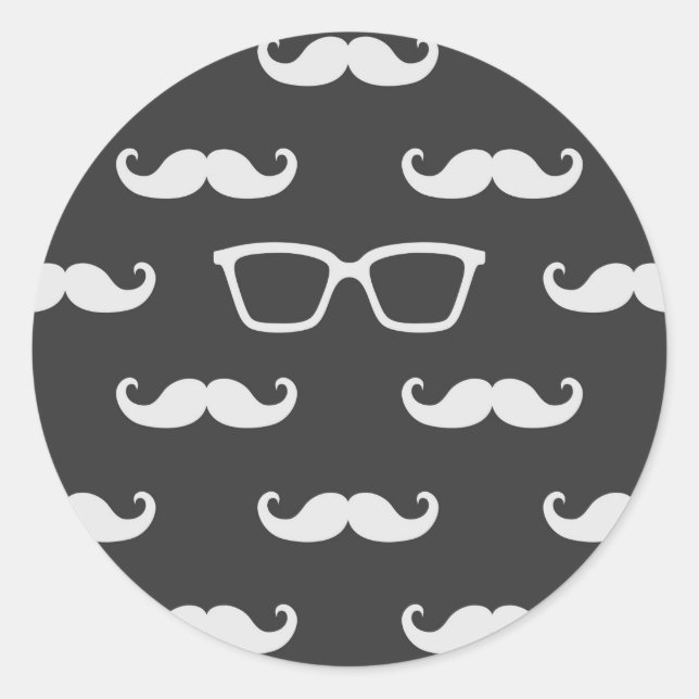 Sticker Rond Lunettes de soleil et moustache (Devant)
