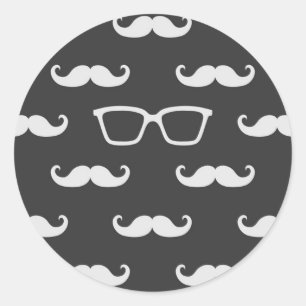 Sticker Rond Lunettes de soleil et moustache