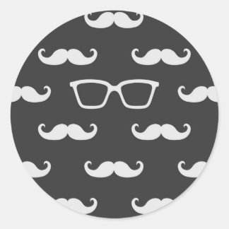 Sticker Rond Lunettes de soleil et moustache