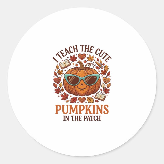 Sticker Rond Lunettes de soleil Halloween Patch Citrouilles Mig (Devant)