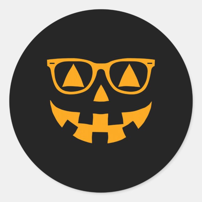 Sticker Rond Lunettes de soleil Jack-o'-lantern Face Halloween  (Devant)