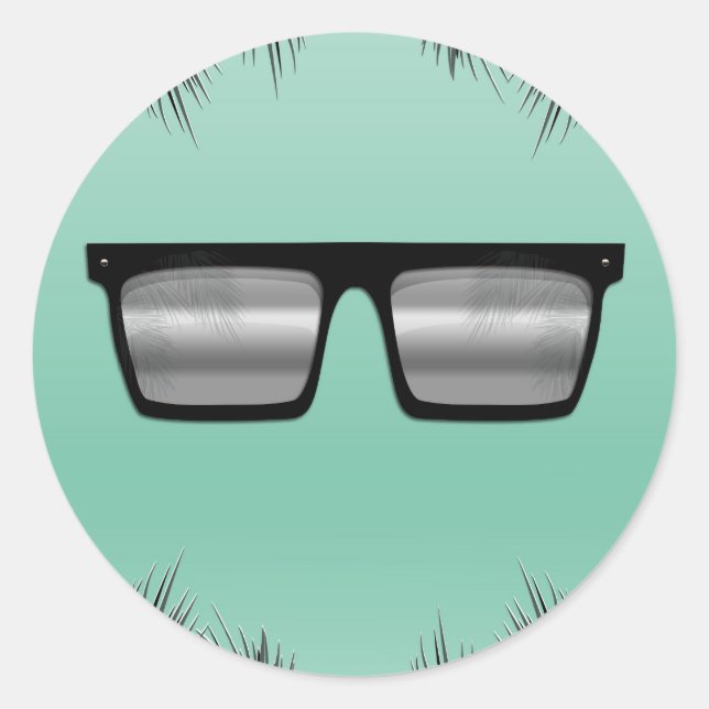 Sticker Rond Lunettes de soleil noir et argent Turquoise Sweet  (Devant)