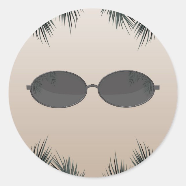 Sticker Rond Lunettes de soleil ovales pour la fête au bord de  (Devant)