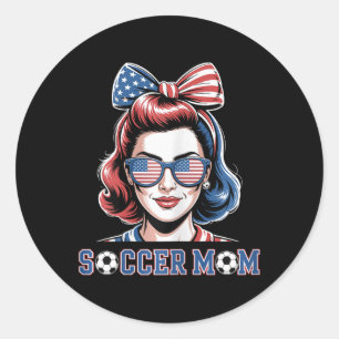 Sticker Rond Lunettes de soleil rétro drapeau américain mère de