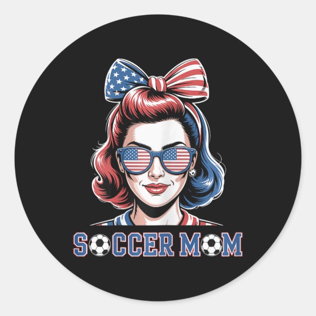 Sticker Rond Lunettes de soleil rétro drapeau américain mère de (Devant)