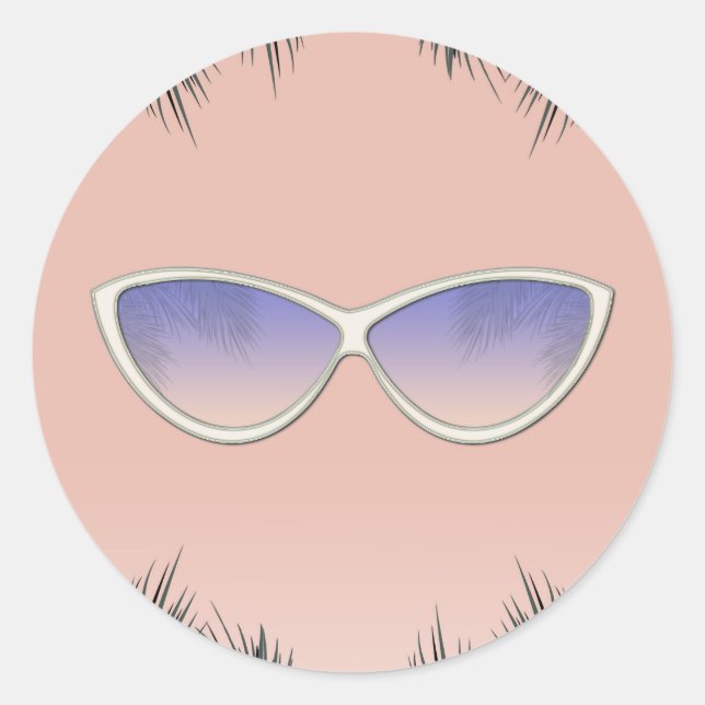 Sticker Rond Lunettes de soleil Retro Sweet 16 Pool Party (Devant)