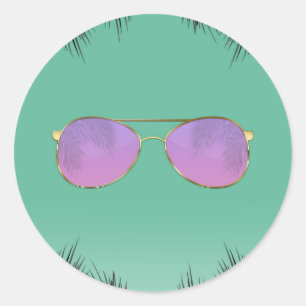Sticker Rond Lunettes de soleil rose et or Teal Party Sweet 16 