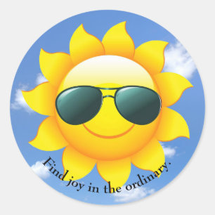 Sticker Rond Lunettes de soleil sur le soleil jaune dans le cie