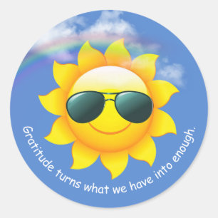 Sticker Rond Lunettes de soleil sur le soleil jaune dans le cie