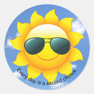 Sticker Rond Lunettes de soleil sur le soleil jaune dans le cie