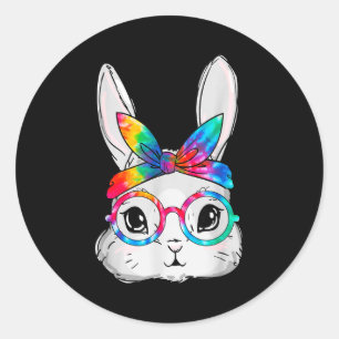 Sticker Rond Lunettes de soleil visage de lapin Tie Dye Lunette