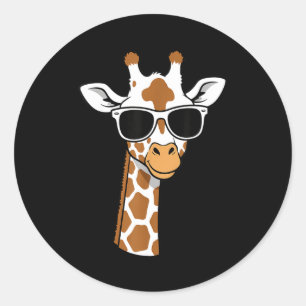 Sticker Rond Lunettes de soleil visage girafe drôle pour enfant