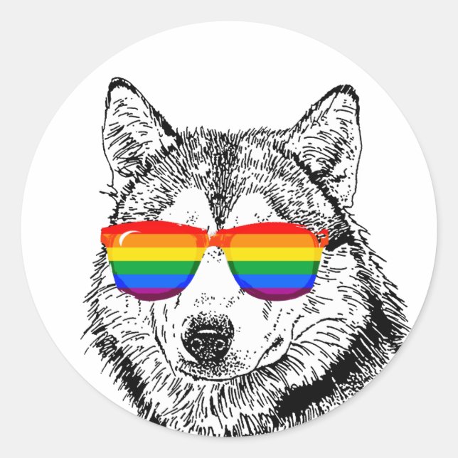 Sticker Rond Lunettes de soleil Wolf Pride (Devant)