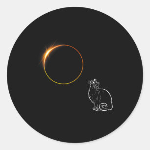 Sticker Rond Lunettes declipse de chat éclipse solaire