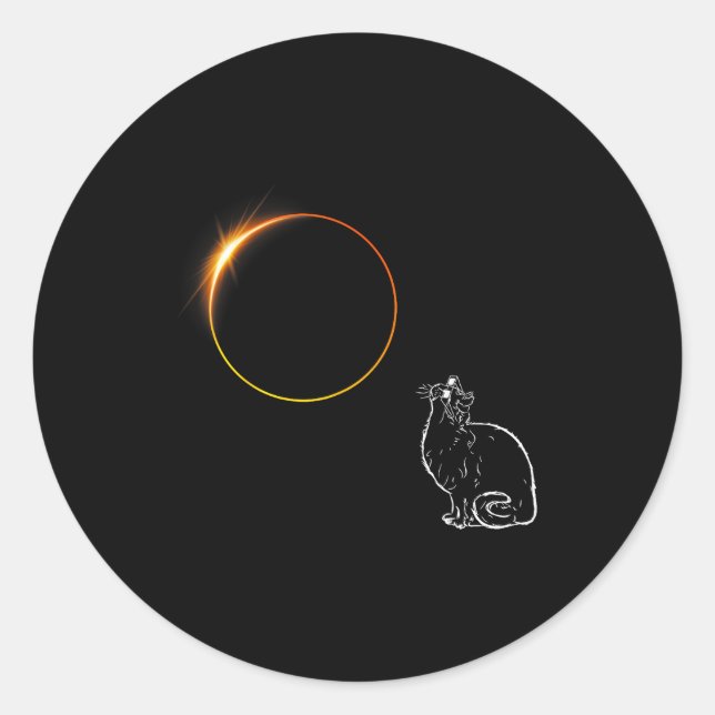 Sticker Rond Lunettes declipse de chat éclipse solaire (Devant)